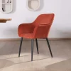 Meuble House Chaise avec accoudoirs en velours rouge terracotta et pieds métal noir "Scotty" Hot