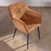Meuble House Chaise contemporaine en velours cuivré avec accoudoirs "Scotty" et pieds métal noir Discount