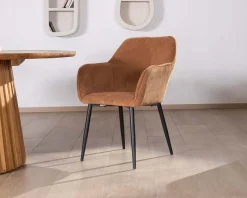 Meuble House Chaise contemporaine en velours cuivré avec accoudoirs 