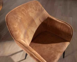 Meuble House Chaise contemporaine en velours cuivré avec accoudoirs 