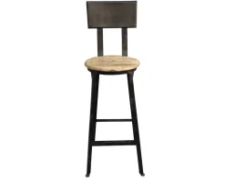Meuble House Chaise de bar industrielle métal et bois massif 110cm "Atelier Grey" Discount