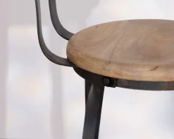 Meuble House Chaise de bar métal gris antique et bois 