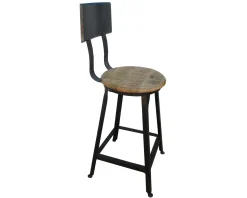 Meuble House Chaise de bar pour îlot métal noir et bois exotique "Atelier Grey" Discount