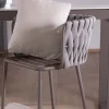 Meuble House Chaise de bar ultra chic dossier en tissu tressé gris et pieds aluminium "Chinon" assise 74 cm Hot