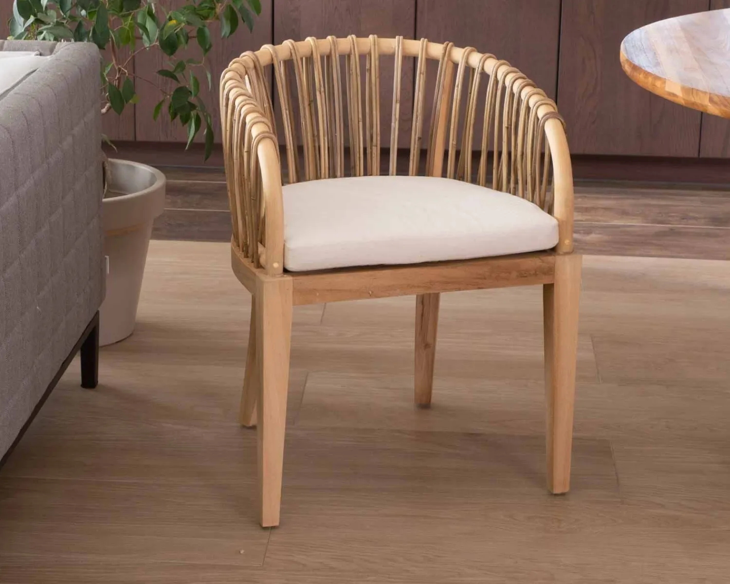 Meuble House Chaise de jardin en teck et rotin "Wilma" Best
