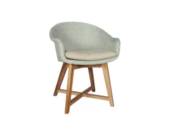 Meuble House Chaise de jardin en teck et résine imitation rotin blanc "Biarritz" New