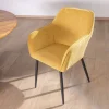 Meuble House Chaise de repas avec accoudoirs en velours côtelé jaune "Scotty" et pieds métal noir Sale