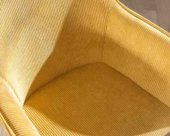 Meuble House Chaise de repas avec accoudoirs en velours côtelé jaune