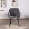 Meuble House Chaise de repas contemporaine en tissu velours gris foncé "Scotty" avec accoudoirs et pieds métal noir Clearance