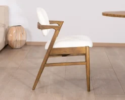 Meuble House Chaise de repas design en frêne foncé et tissu bouclette