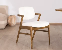 Meuble House Chaise de repas design en frêne foncé et tissu bouclette