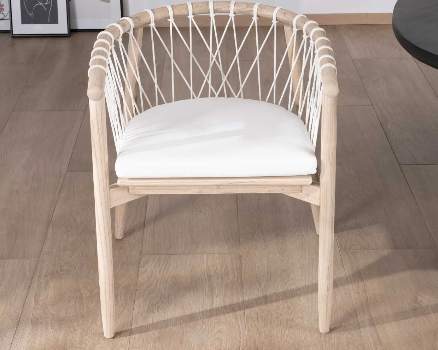 Meuble House Chaise de repas en bois et corde tressée "Katue" Discount