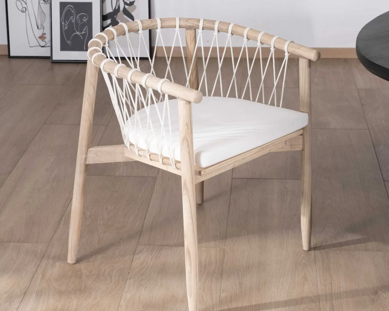Meuble House Chaise de repas en bois et corde tressée "Katue" Discount