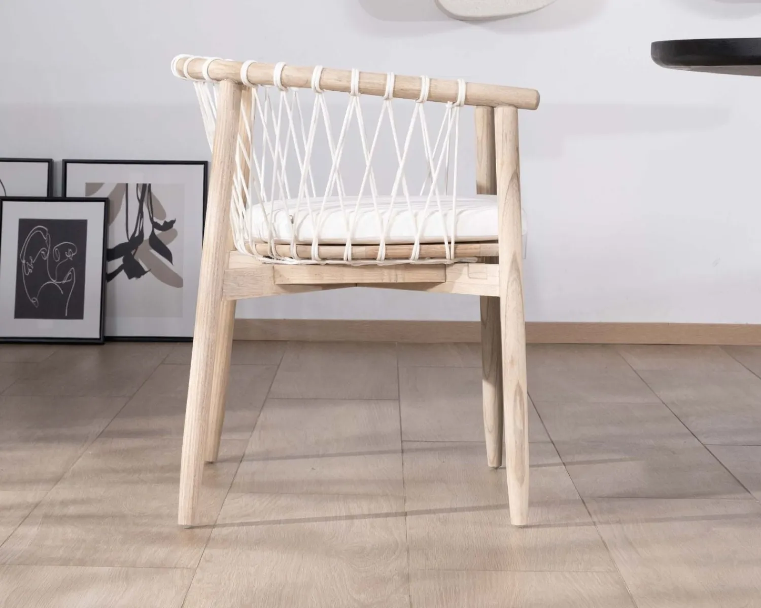 Meuble House Chaise de repas en bois et corde tressée "Katue" Discount