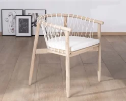 Meuble House Chaise de repas en bois et corde tressée
