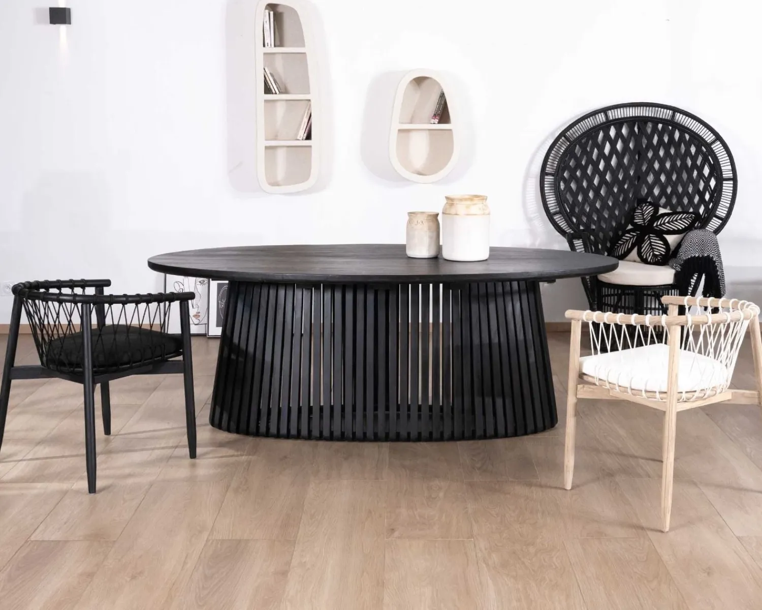 Meuble House Chaise de repas en bois et corde tressée "Katue" Discount