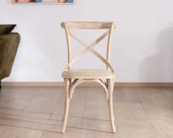Meuble House Chaise de repas esprit bistrot en chêne et assise tissu "Brosti" Online