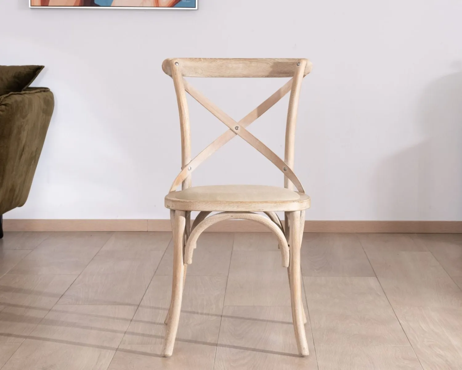 Meuble House Chaise de repas esprit bistrot en chêne et assise tissu "Brosti" Online