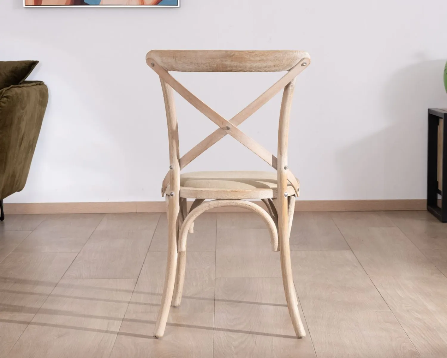 Meuble House Chaise de repas esprit bistrot en chêne et assise tissu "Brosti" Online