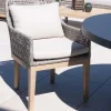 Meuble House Chaise d'extérieur haut de gamme tressée en teck et textile chiné "Porticcio"