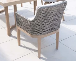 Meuble House Chaise d'extérieur haut de gamme tressée en teck et textile chiné