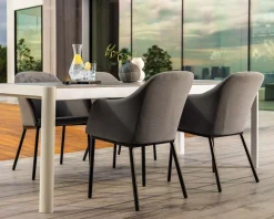 Meuble House Chaise d'extérieur moderne et enveloppante en tissu Sunbrella gris foncé