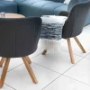 Meuble House Chaise en tissu Sunbrella gris foncé et pieds teck "Lombok" Outlet