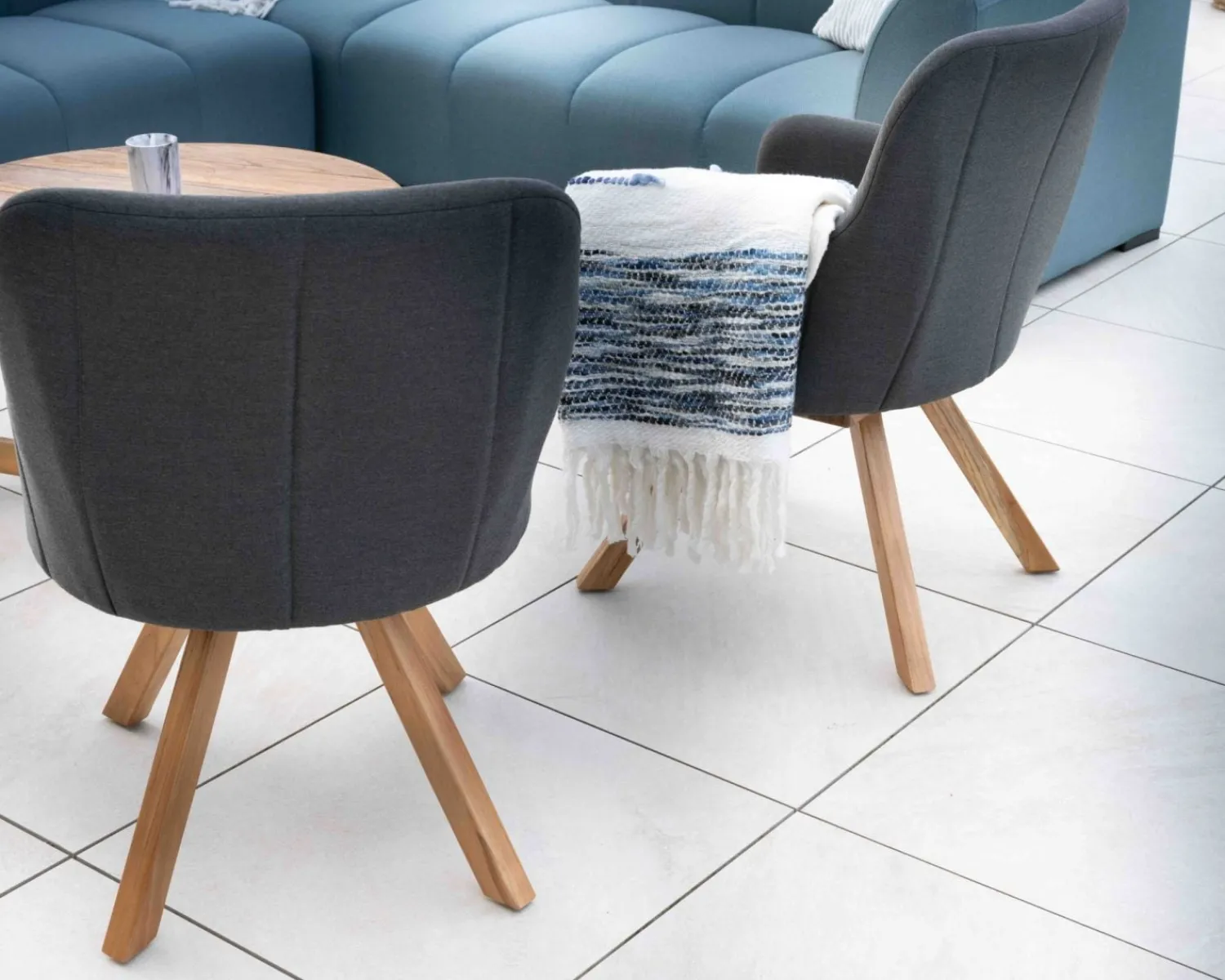 Meuble House Chaise en tissu Sunbrella gris foncé et pieds teck "Lombok" Outlet