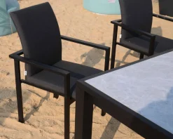 Meuble House Chaise extérieure noire avec tissu Sunbrella 