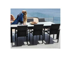 Meuble House Chaise extérieure noire avec tissu Sunbrella 