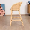 Meuble House Chaise haute en rotin style ethnique chic "Noho" avec assise en tissu beige Discount