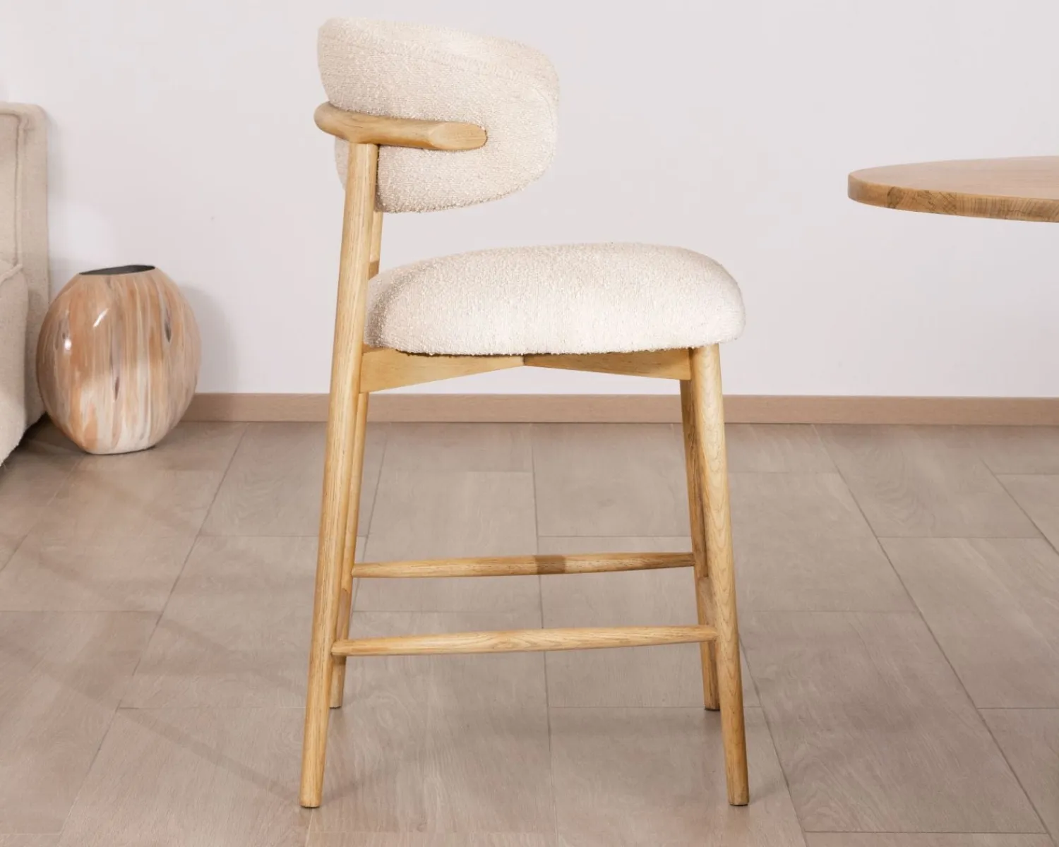 Meuble House Chaise haute style scandinave "Isadora" en bois et tissu bouclette Online