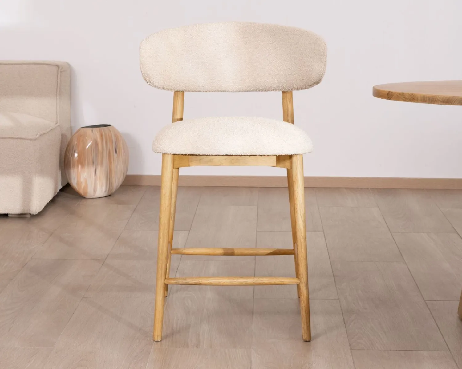 Meuble House Chaise haute style scandinave "Isadora" en bois et tissu bouclette Online