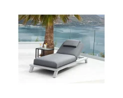 Meuble House Chaise longue de jardin haut de gamme grise et blanche "Nusa Pedina" Clearance