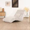 Meuble House Chaise longue d'intérieur design en tissu tramé blanc cassé "Syltan" Discount