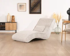 Meuble House Chaise longue d'intérieur design en tissu tramé blanc cassé "Syltan" Discount