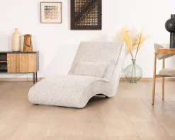 Meuble House Chaise longue d'intérieur design en tissu tramé blanc cassé