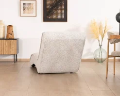 Meuble House Chaise longue d'intérieur design en tissu tramé blanc cassé