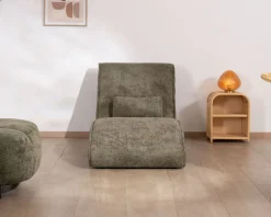Meuble House Chaise longue d'intérieur design en tissu chenillé vert foncé "Syltan" Clearance