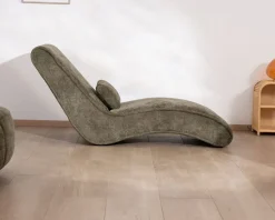 Meuble House Chaise longue d'intérieur design en tissu chenillé vert foncé