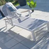 Meuble House Chaise longue grise avec accoudoirs teck "Dolce Vita" en aluminium blanc Sale