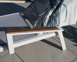 Meuble House Chaise longue grise avec accoudoirs teck 