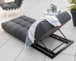 Meuble House Chaise longue haut de gamme en tissu Sunbrella gris foncé "Lazy Beach" Clearance