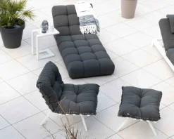 Meuble House Chaise longue haut de gamme en tissu Sunbrella gris foncé 