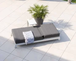 Meuble House Chaise longue haut de gamme matelassée gris foncé alu blanc 