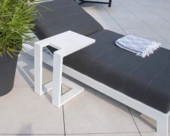 Meuble House Chaise longue haut de gamme matelassée gris foncé alu blanc 