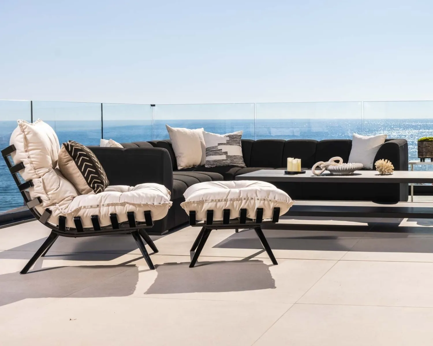 Meuble House Chaise longue haut de gamme modulaire structure aluminium noire "Lisca" Online