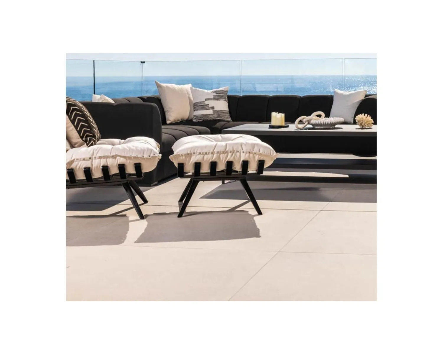 Meuble House Chaise longue haut de gamme modulaire structure aluminium noire "Lisca" Online