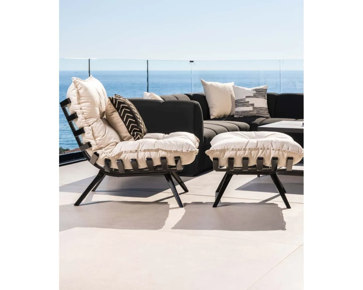 Meuble House Chaise longue haut de gamme modulaire structure aluminium noire "Lisca" Online