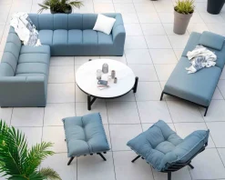Meuble House Chaise longue haut de gamme turquoise et noire avec repose-pieds modulaire "Lisca" Sale